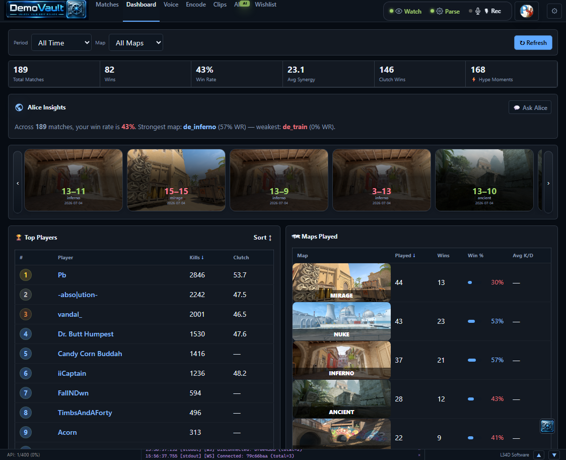 DemoVault dashboard teammate section