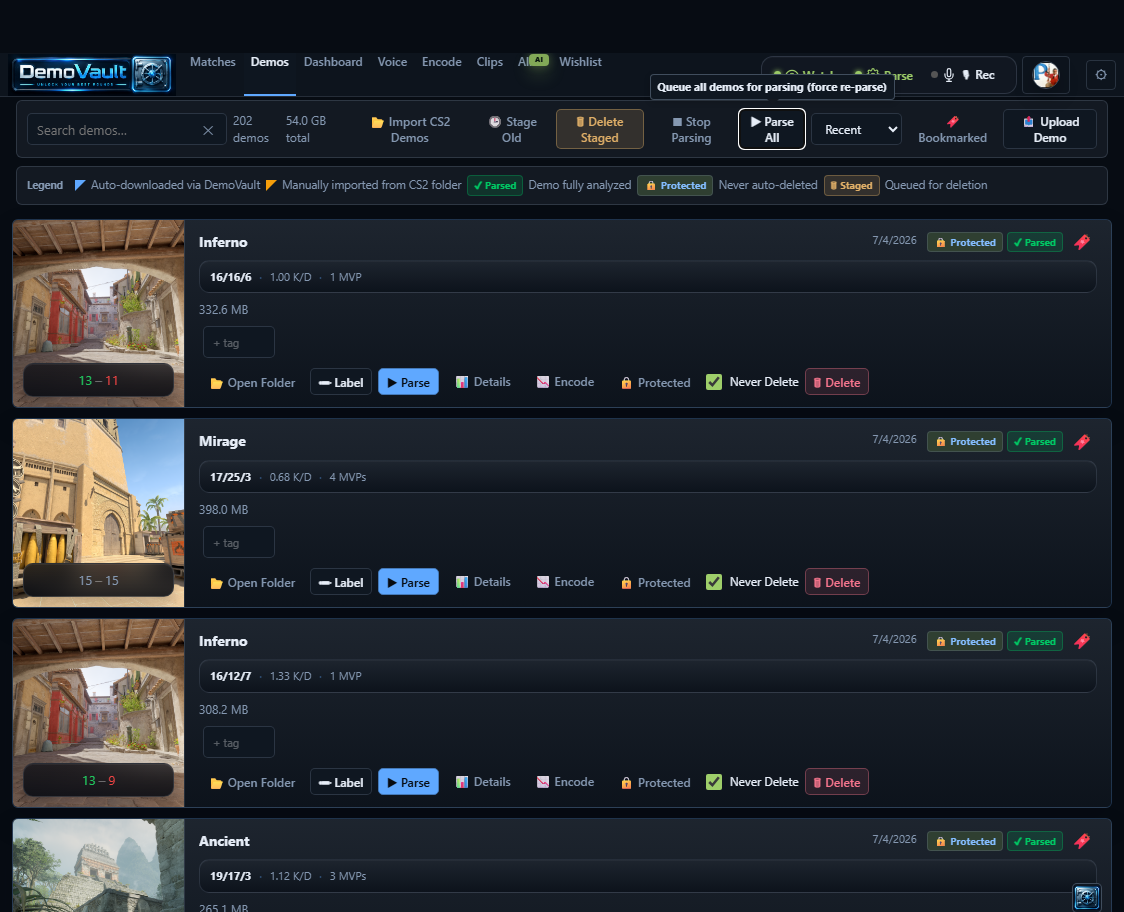 DemoVault demo actions