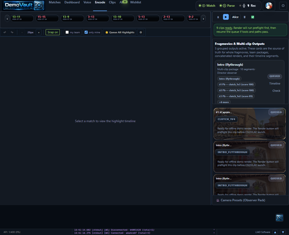 DemoVault encode queue