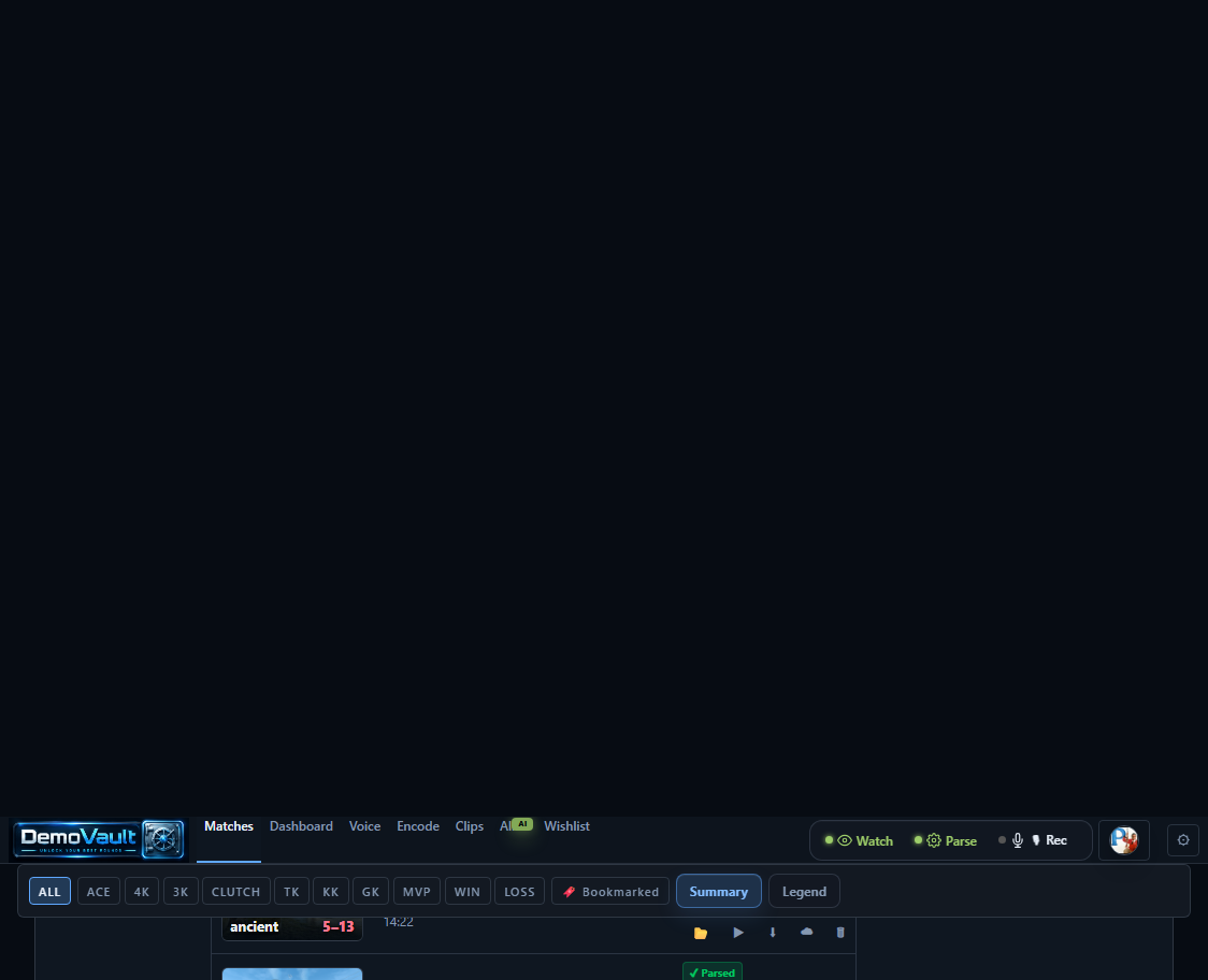 DemoVault match pagination